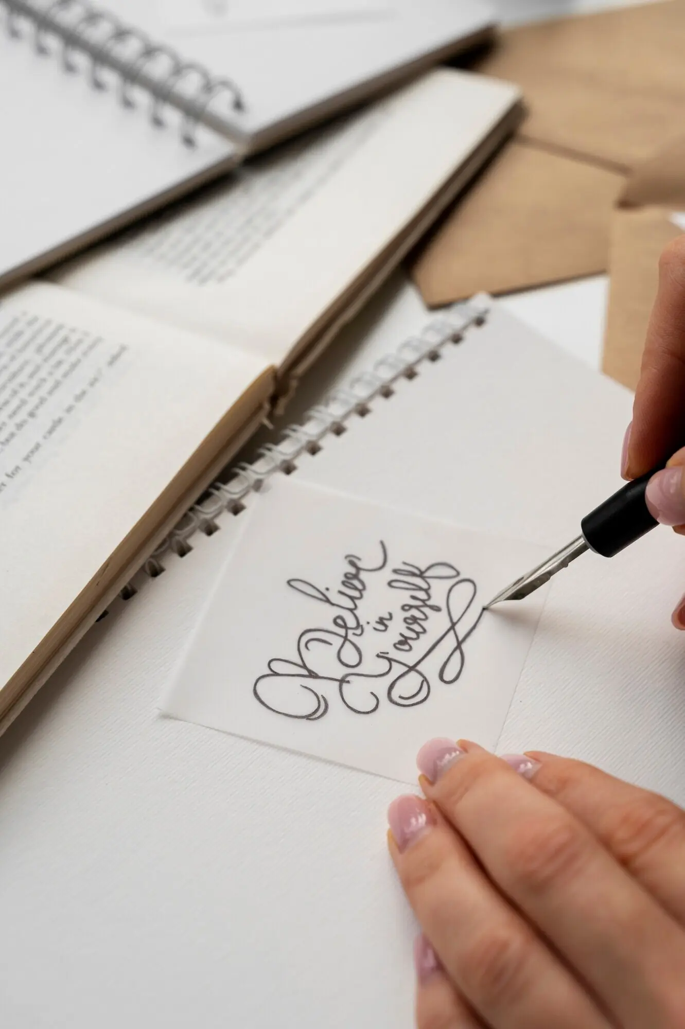 Papierzettel mit ermutigendem Zitat